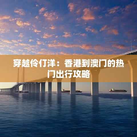 穿越伶仃洋：香港到澳门的热门出行攻略