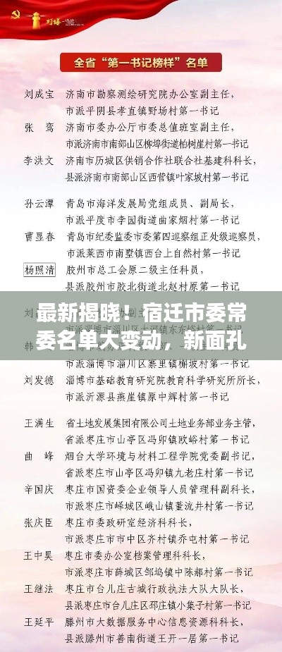 最新揭晓！宿迁市委常委名单大变动，新面孔引领城市新篇章